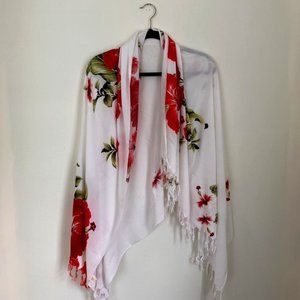 Coco Beach Hawaii - Hibiscus Flower Print Large Shawl/Scarf -Very Large